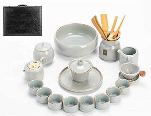 ZHANGZONG teeservice Tee Set teekanne mit stövchen teekanne gusseisen Chinesisches Teekannen-Set aus Porzellan All-in-One-Geschenk, tragbare Tasche für Home Hotel Picknick-Keramik-Mini-Gu