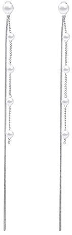 Boho Perle Tropfen baumelnde Ohrringe für Damen 14 Karat Gold gefüllt mehrere echte weiße Süßwasserzuchtperlen Ohrringe, Zink