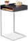 Relaxdays Beistelltisch, C-Form, HBT: 63x37x38 cm, Sofatisch zum Unterschieben, MDF & Metall, Ablagefach, schwarz/Silber