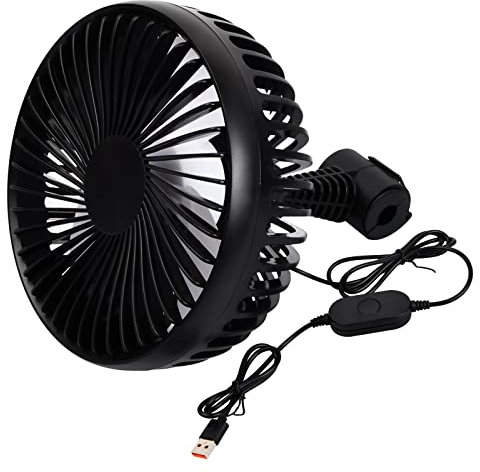 Jinlaili Ventilatore per Auto, Mini Ventilatore USB, Ventilatore Auto Regolabile con 3 Velocità, Ventilatore Rotazione 360°, Ventilatore di Raffreddamento, Ventilatore Silenzioso per SUV Camper Barca