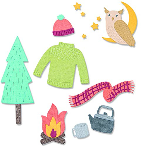 Sizzix Sizzx Thinlits Stanzschablonen 12PK Cozy Woodland von Jennifer Ogborn | 665943 | Kapitel 3 2022, Papier, Multicolour, One Size