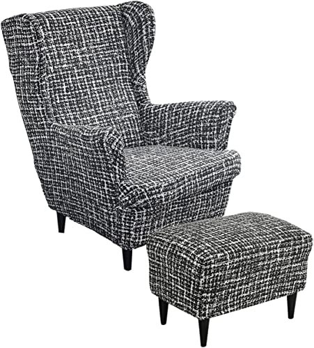 AQIGR 2 Teilig Ohrensessel Überzug Mit Ottomane Schonbezug Stretch Sessel Überwürfe Ohrensesselbezüge Bezug Sesselhusse Tiger Stuhlbezug (Color : #24)
