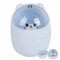 Cyrank Lindo bote de basura de mini mesa, bote de basura en forma de gato de dibujos animados, bote de basura de mini mesa con tapa oscilante, bote de basura pequeño (azul)