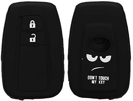 kwmobile Autoschlüssel Hülle kompatibel mit Toyota 2-Tasten Smart Key Autoschlüssel Hülle - Schlüsselhülle Don't Touch My Key Weiß Schwarz