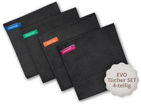 casaviva - Magisches Mikrofasertuch Evo - Set aus 4 ultradünnen und saugfähigen Geschirrtüchern - Putzlappen für Küche, Auto und andere Oberflächen - Leicht zu reinigen
