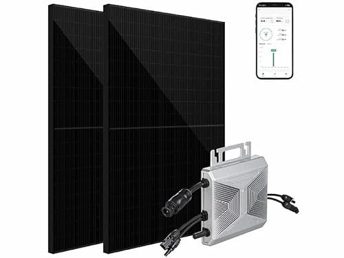revolt smartes Balkonkraftwerk: 820W (2x410W) MPPT-Balkon-Solaranlage + 800W On-Grid-Wechselrichter (Solaranlage Balkon Komplettset, Bolkonsolaranlagen)