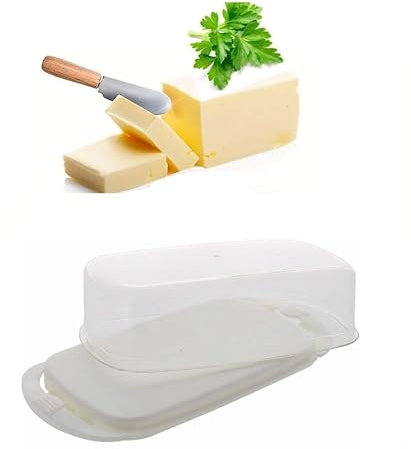 Beurrier avec couvercle pour fromage, boîte de rangement, plateau de service en plastique transparent pour comptoir, sans BPA, rectangulaire, passe au lave-vaisselle, parfaitement dimensionné pour la