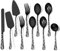Jxkgenix 10 Pieces Cutlery Serving Set,Stainless Steel Flatware Serving Spoons Kitchen Cooking Tools Cake Butter Knife Spoon Fork Pack for Home Buffet Party Mirror Finished (Black)