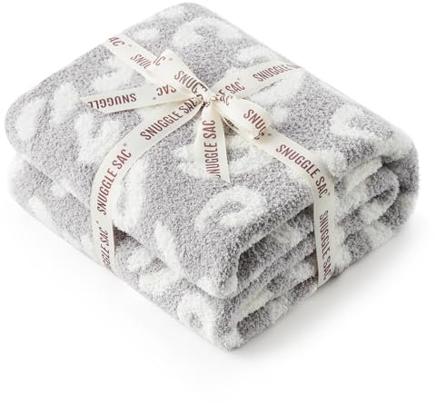 Snuggle Sac Leoparden-Überwurfdecke für Couch, Bett, Sofa, 127 x 152,4 cm, wendbar, grau, Leopardenmuster, ultraweiche, gemütliche Decken für Frauen, Mütter, Geburtstagsgeschenke