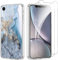 Yoedge Handyhülle für iPhone XR 6.1'' Hülle mit 2 Stück Schutzfolie Schutzglas, Aesthetic Design Mädchen Muster Klare Schutzhülle, Dünne Silikon Transparent Hülle für iPhone XR, Marmor