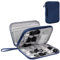 Organizador de Cables para Viaje con Doble Capa - Bolsa Técnica Impermeable para Cargadores, Teléfonos, Auriculares, Tarjetas | Travel Essentials para Viajes Accesorios, L, Azul Oscuro