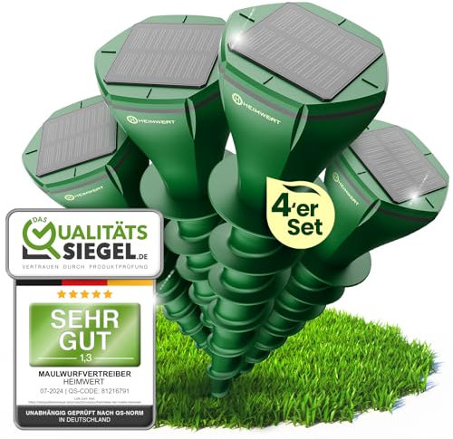 HEIMWERT Maulwurf Vertreiber Wühlmausschreck - SCHNELLE Ergebnisse mit KI Wechselfrequenz Automatik - Solar Abwehr wasserdicht und flüsterleise - auch gegen Wühlmäuse