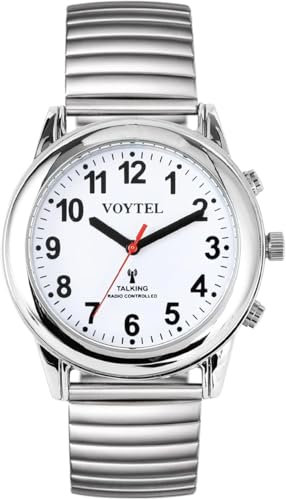 MAUJOY Sprechende Uhr für Damen für Blinde Senioren mit Sehbehinderung, Laute und klare Stimme,Spricht Deutsch (Silver-A)