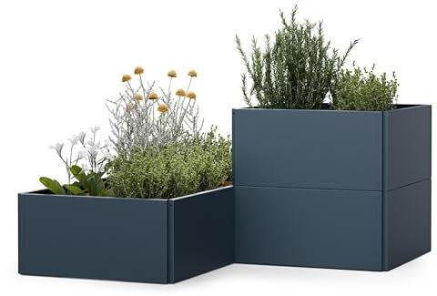 blumfeldt Versagrow Hochbeet - Modulares Hochbeet Metall, 651 L, Anthrazit, Pulverbeschichteter Stahl, Frost- und Rostfrei, Höhenverstellbar bis 90 cm, Für Garten und Terrasse, Einfacher Aufbau