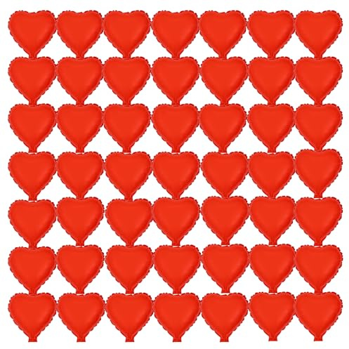 50 Stück 10 Zoll Herzballons Valentinstag Herzballons Pfirsichfarbe Mylar Herzballons für Hochzeit Geburtstag Verlobung Einzelne Party Dekoration (Rot)