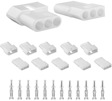 JRready ST6416 Standard .093 Connecteurs à broches et prises 3 circuits (6 ensembles appariés), 14-20 AWG, compatibles avec connecteur Molex Standard .093 à 3 broches mâle et femelle, pas de 5,03 mm