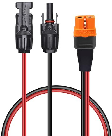 GELRHONR Solar Stecker auf XT60i Kabel, 12AWG Solar auf XT60i-F Verlängerungskabel für Powerstation Solarpanel Solargenerator(0.6M/2Ft)