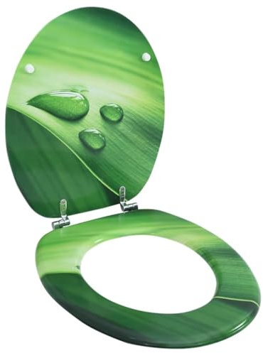 Home Items, WC-Sitz mit Deckel, MDF, grünes Wassertropfen-Design, Anzugmöbel