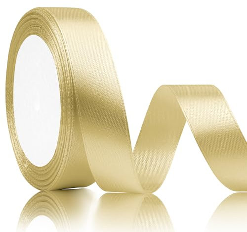 Cinta Dorada De Raso 20mmx22m - Satén Decorativa Ancha Para Boda y Regalo - Pasamanería Morada