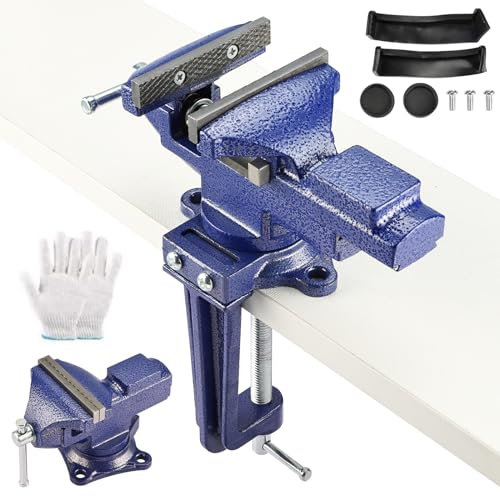 Homtone 2 in 1 Table Vice, 80mm Bench Vise, Blue