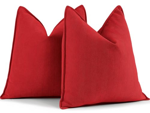ZWJD Christmas Cushion Covers 40x40 Set Of 2 Chenille Throw Red Cushion Covers with Elegant Design Soft and Luxurious Decorative Pillows for Couch, Bed, and Christmas Decor