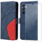 FHSYCR Cover per Samsung Galaxy A16 4G/5G con 1 Pezzi Pellicola Vetro Temperato, Premium PU Pelle Portafoglio Libro Flip Antiurto Protettiva Case Custodia per Samsung Galaxy A16 4G/5G, Blu