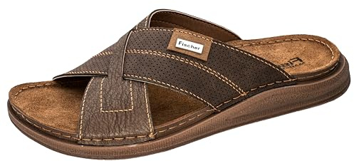 Fischer Herren Pantolette aus Leder gepolstert und leicht rutschfest 556546