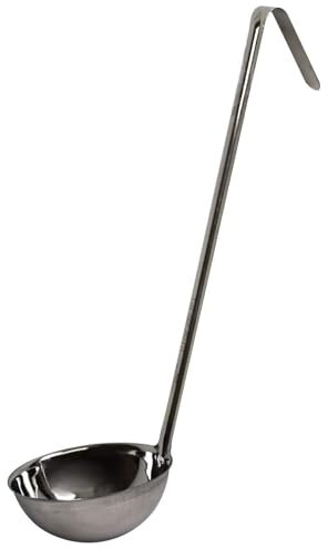 Unibos | 6 oz Professional Stainless Steel Heavy Duty Cooking Soup Ladle Long Handle with Hook, Stirring & Serving Soup Spoon, Sauce Ladle