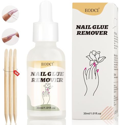 Nagelkleberentferner für Drucknägel, 30ml Nail Glue Remover Kit, Professionelle Nagelspitzen Kunstnagel Acryl Gefälschter Nagelkleber Falscher Nagelentferner Gel Nägel ohne Aceton