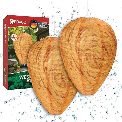 REBACO ® Wespennest Attrappe – 2er Set | Wespenabwehr | Insektenabwehr | Wespenfalle Outdoor | künstliches Wespennest | wetterbeständig