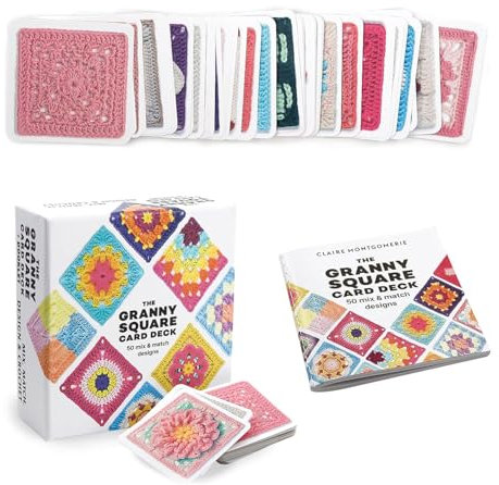 Cosswe Square Häkel-Karten Granny Square Häkel Karten 50x häkeln, Crochet Patterns Granny Squares Cards Mit Häkelschrift und Foto zu jedem Granny Square und praktischem So-geht's-Booklet