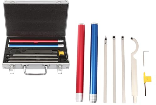 8Pcs Carbide Woodturning Tools, Wood Turning Chisels for Lathe, Carbide Tipped Wood Lathe Turning Tool Set with Handle, Extension Rod, 4*Shafts (with Blades), Toolbox