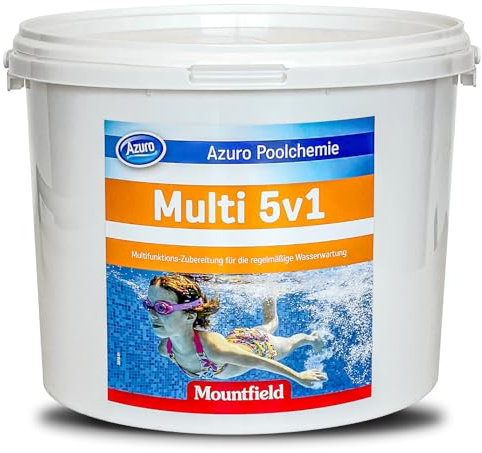Azuro Multi 5in1 Chlortabletten für Pool – Pooltabs Multitabs 5 in 1 mit Chlor – Desinfektion, pH-Regulierung, Flockung, Wasserenthärtung & Algenverhütung – 100% (5 KG)