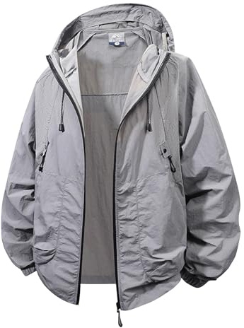 Outdoor Jacke Herren Wasserdichte Sommer mit Kapuze Wasserdicht Atmungsaktiv Sommerjacke Leicht Fleecejacke Strickjacke Didrikson Jeansjacke Frühling Kurze Arbeitsjacke Regencape Wandern