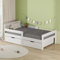 AVC Designs Junior Wooden Bed Toddler Solid Pine Wood Modern Children Kids Junior Bed Frame White With Storage