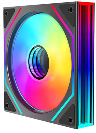 Jungle Leopard Prism4 Ultra 120mm ARGB PC Case Fan - Dual Infinite Mirror, Ultra-Quiet 9-Blade Design, Motherboard Sync & Daisy Chain, RGB Fans for Computer Case and Cooling (Black Forward)