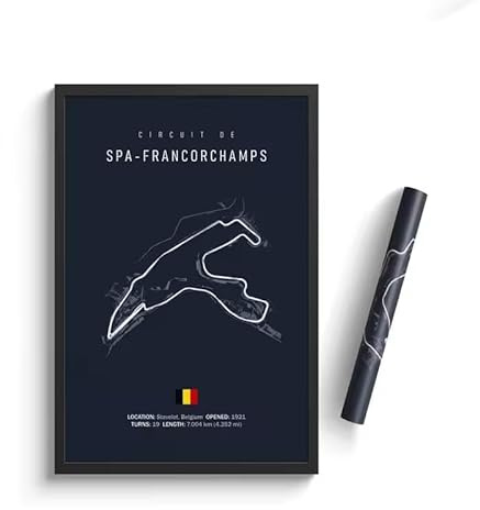 Designful Poster mural sur toile Motif circuit de piste F1 Spa-Francorchamps 30 x 40 cm sans cadre