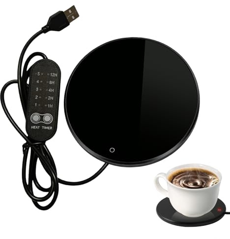 Chauffe-tasse à café pour bureau – Chauffe-tasse USB avec 3 réglages de température 40–60 ℃ – Dessous de verre chauffant portable avec arrêt automatique de 8 heures – Pour thé, café, lait