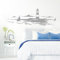 Grandora Skyline Küstenlandschaft Leuchtturm I Silbergrau 120 x 42 cm I Bad Wohnzimmer Schlafzimmer Aufkleber Wandaufkleber Wandsticker Modern W974