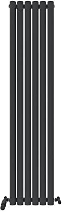 VeeBath Montpellier Matt Anthracite Low Carbon Mild Steel Vertical Single Panel Bathroom Heating Radiator - 1600 x 360mm