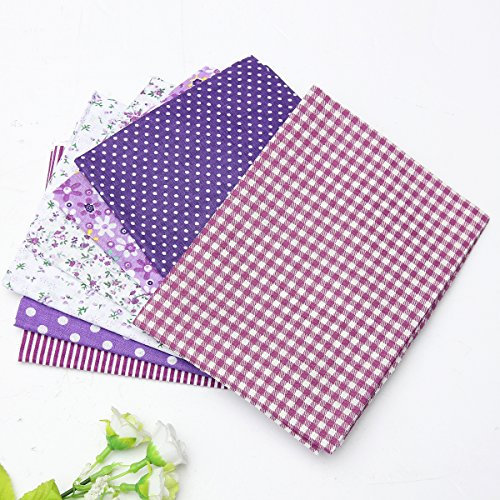 7 Stück Baumwollstoff Stoffpakete Patchwork Stoffe Baumwolle Stoffreste Lila 50x50cm