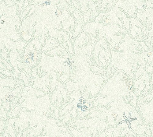 A.S. Création VERSACE WALLPAPER Vliestapete Les Etoiles de la Mer Luxustapete mit Korallen und Muscheln 10,05 m x 0,70 m grün metallic Made in Germany 344962 34496-2
