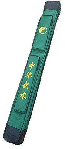 G-LIKE Japanese Bokken Carrying Bag - Single and Double Layer of Sword Bag Carry Case with Multiple Pockets - Canvas with PU (Green, Double)