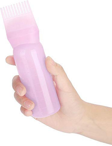 3 Colors Hair Oil Applicator Bottle, Hair Dye Brush Bottle Hair Dyeing Bottle Brush Shampoo Hair Color Oil Comb Applicator Tool Lightweght(Pink)