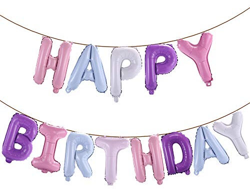 YPSelected - Palloncini per auguri di compleanno, 45,5 cm, in lamina d'argento 3D, per bambini e adulti, decorazioni per feste di compleanno (viola pastello)