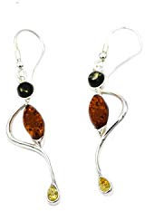 MyBer® Bernstein Ohrringe Bernsteinohrringe Bernsteine in 3 Farben Schmuck Damen lang Sterling Silber 925