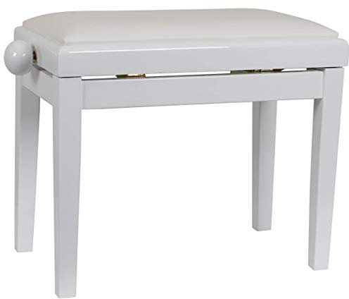 Innox PB 40W Piano Stool - Padded Cushion - Storage Compartment - White Piano Bench - Keyboard Bench - Wooden - Classic Style