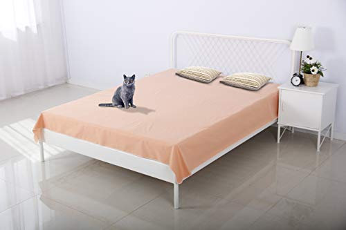 Wasserdichte Bettschutzauflage (extra große, 254 x 208 cm; Pfirsich) Weiche, dünne und beidseitig verwendbare Decke für Hunde, Katzen, andere Haustiere; Inkontinenz, Urin, Schmutz, Tierhaare, Speichel