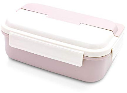 KUANDARMX Fiambrera Compartimentos, Fiambrera Infantil, Caja De Bento con Compartimentos Y Cubiertos, Fiambreras Caja De Alimentos Ideal Acero Inoxidable para Niños Y Adultos, Pink