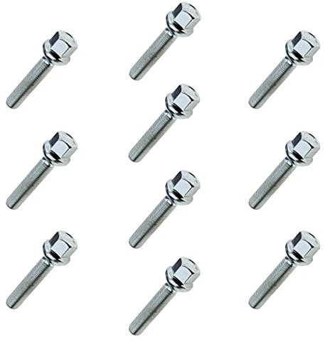 10x Radschrauben M12x1,5 SW17 55mm Schaftlänge Kugel Radbolzen-Set für Alufelgen